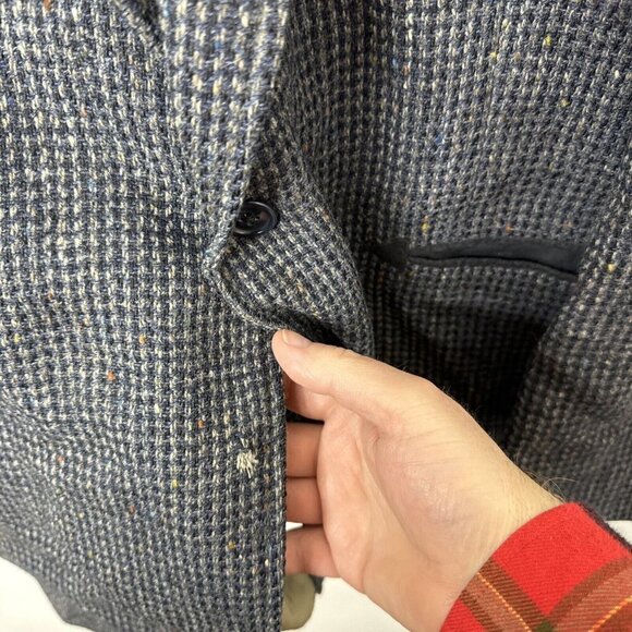 Vintage Dallas Men 46 Gray Tweed Western Blazer Sports Coat Damage - Picture 7 of 13